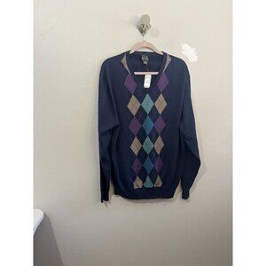 jos a bank Argyle Sweater Preppy Style Classic Size XL 100% Cotton